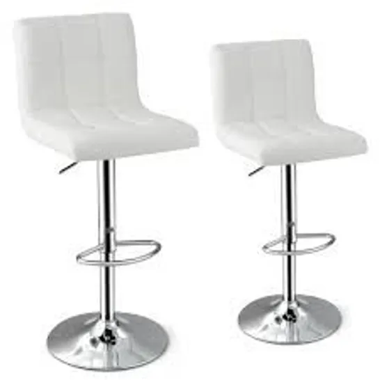 BOXED COSTWAY SET OF 2 PU LEATHER BAR CHAIRS WITH ADJUSTABLE HEIGHT FOR KITCHEN ISLAND AND PUB - WHITE