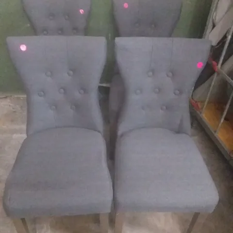 X4 BEWLEY SLATE FABRIC BUTTON BACK DINING CHAIR GREY LEG