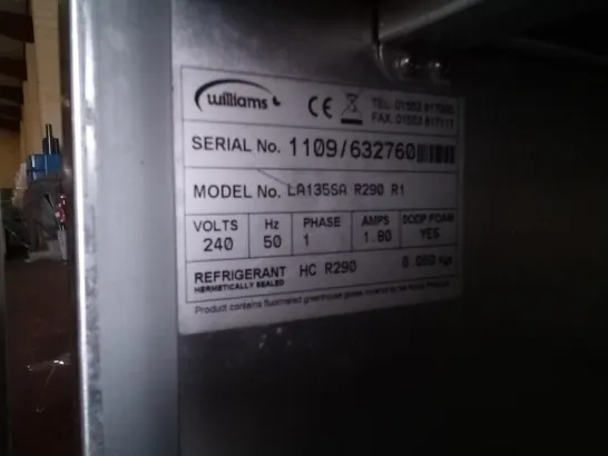 WILLIAMS LA135SA R290 R1 AMBER COMMERCIAL UNDER COUNTER FREEZER