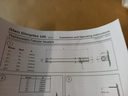 GLEN DIMPLEX THERMOSTATIC TUBULAR HEATER / COLLECTION ONLY