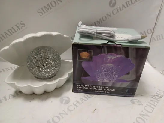 BOXED SENSE AROMA CLAM GLITTER PEARL COLOUR CHANGING LED LAMP - WHITE