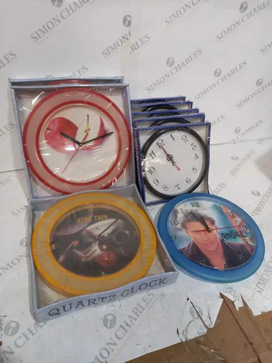 BOX OF APPROX 9 ASSORTED QUARTZ CLOCKS