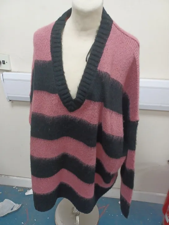 ALL SAINTS PINK/BLACK SWEATER SIZE L