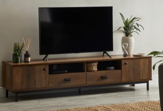 BOXED FULTON EXTRA WIDE TV UNIT RUSTIC PINE 