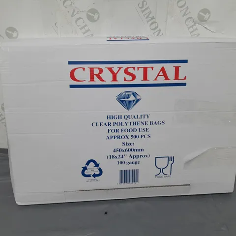 BOXED CRYSTAL APPROXIMATELY 500 PIECE HIGH QUALITY CLEAR POLYTHENE BAGS FOR FOOD USE