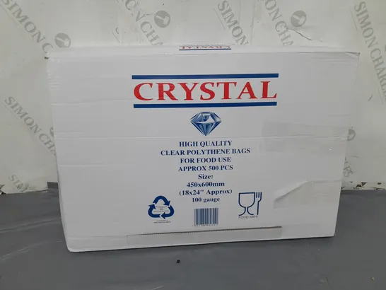 BOXED CRYSTAL APPROXIMATELY 500 PIECE HIGH QUALITY CLEAR POLYTHENE BAGS FOR FOOD USE