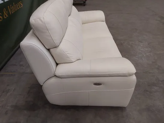 QUALITY DESIGNER ITALIAN MADE PATRIZIO 3 SEATER ELECTRIC RECLINING SOFA IN WHITE LEATHER