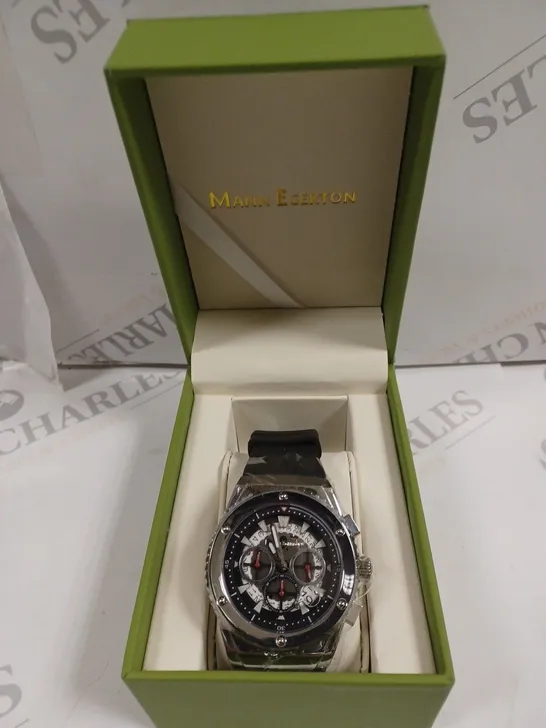 BOXED MANN EGERTON FUSION STEEL RUBBER STRAP WATCH 