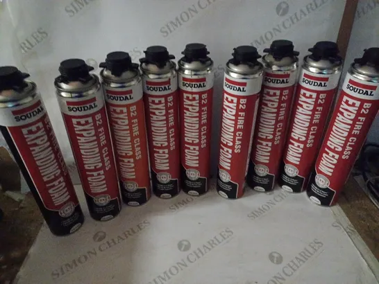 LOT OF NINE SOUDAL B2 FIRE GLASS EXPANDING FOAM