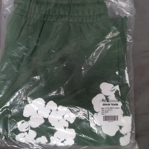 DENIM TEARS COTTON WREATH SHORTS IN GREEN SIZE SMALL