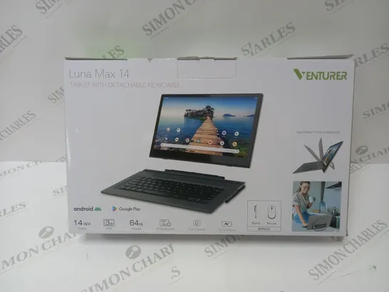 BRAND NEW BOXED VENTURER LUNA MAX 14 64GB 14" HD TABLET WITH DETACHABLE KEYBOARD 