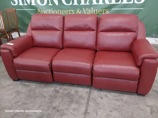 QUALITY ITALIAN DESIGNER AVILA POWER RECLINING THREE SEATER SOFA RED LEATHER 