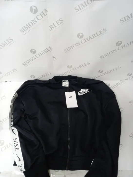 NIKE GIRLS TRAINING TRACKSUIT TOP IN BLACK/WHITE - L