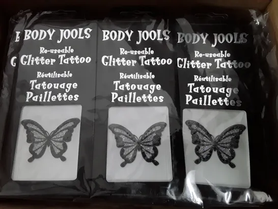 LOT OF APPROXIMATELY 200 PACKS OF BODY JOOLS BUTTERFLY REUSABLE GLITTER TATTOOS 