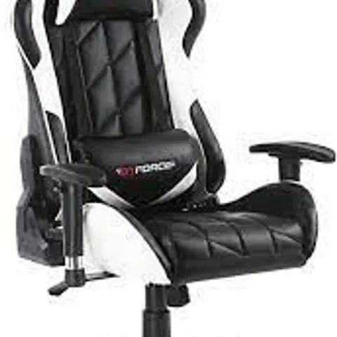 BOXED DESIGNER GT FORCE PRO GT LEATHER RACING SPORTS OFFICE CHAIR IN BLACK & WHITE