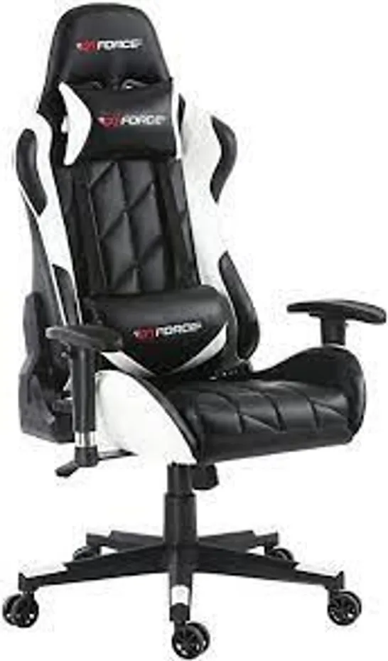 BOXED DESIGNER GT FORCE PRO GT LEATHER RACING SPORTS OFFICE CHAIR IN BLACK & WHITE