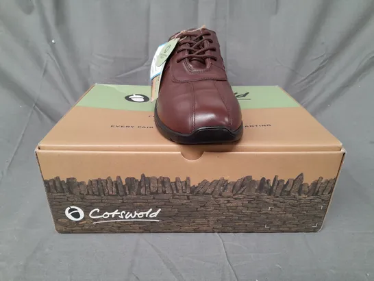 BOXED PAIR OF COTSWOLD LACE UP SHOES IN BROWN UK SIZE 10