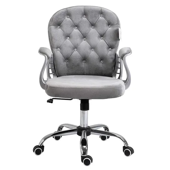 BOXED VELVET DESK CHAIR IN GREY