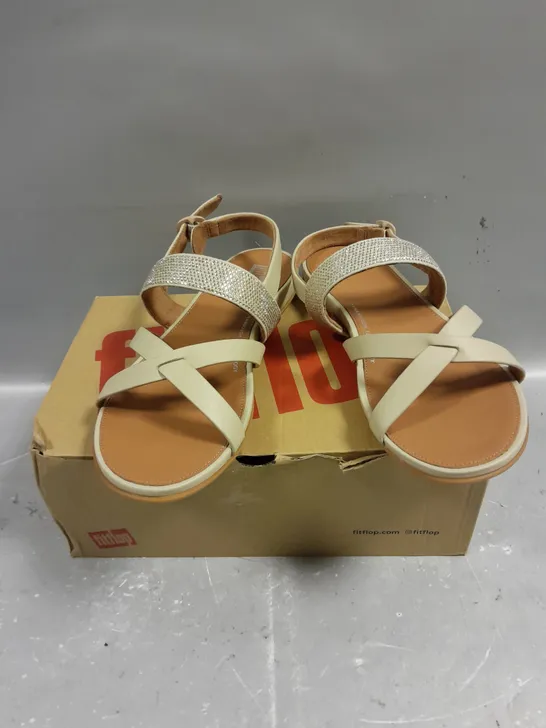 BOXED PAIR OF FITFLOP GRACIE CRYSTAL LEATHER STRAPPY SANDALS - 6