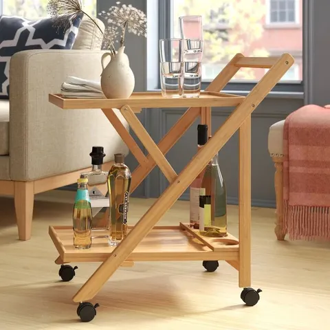 BOXED FAGAN SOLID WOOD BAR CART 