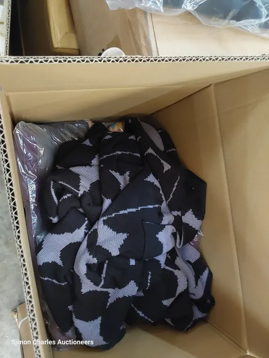 PALLET OF ASSORTED BOXED CLOTHING, INCLUDING JUMPERS, TOPS, COATS.