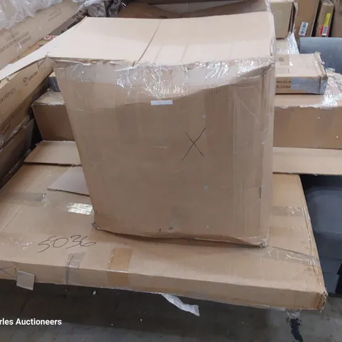 PALLET OF ASSORTED BOXED FURNITURE PARTS INCLUDING BAR STOOLS, DINING TABLES & BED PARTS