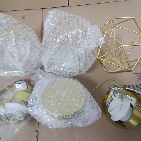 LOT OF 3 GOLD PAINTED GEO CEILING LIGHTS