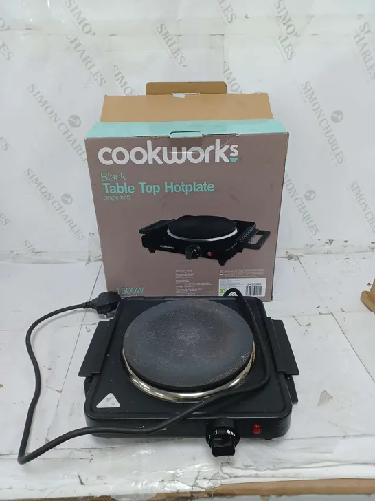 BOXED COOKWORKS BLACK TABLE TOP HOTPLATE SINGLE HOB 