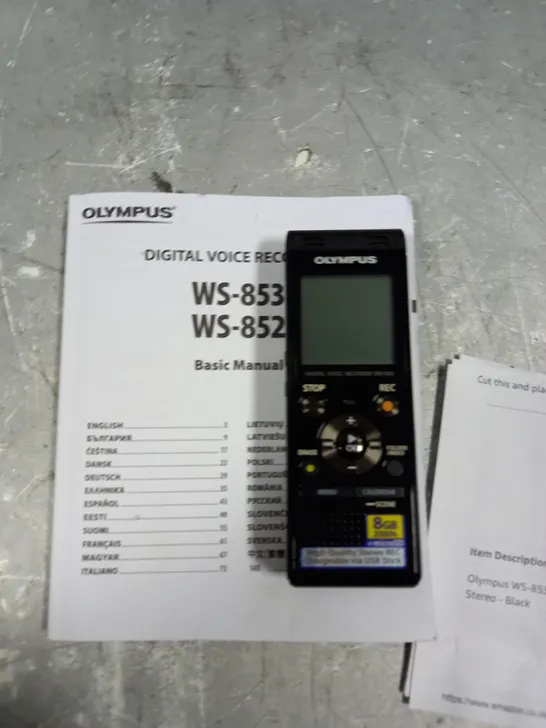 OLYMPUS WS-853 DIGITAL VOICE RECORDER