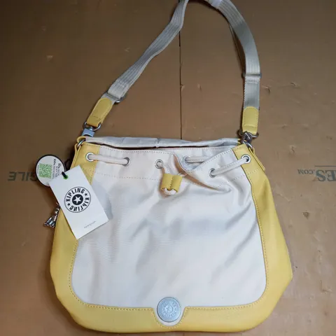 KIPLING SINTA STRAW YELLOW BAG WITH CREAM FRONT 