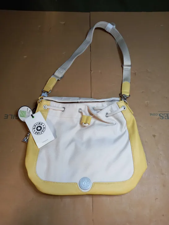 KIPLING SINTA STRAW YELLOW BAG WITH CREAM FRONT 