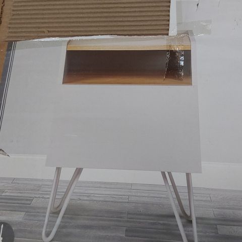 BOXED DESIGNER PENELOPE BEDSIDE CABINET DOVE GREY H52 W40 D34cm