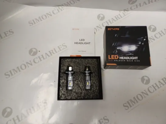 BOXED ZETHORS LED HEADLIGHT SET - 1:1 HALOGEN BULB SIZE - WITH USER MANUAL