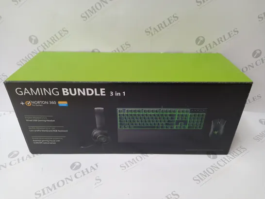 BRAND NEW BOXED RAZER GAMING BUNDLE 3 IN 1 USB GAMING HEADSET, MEMBRANCE RGB KEYBOARD AND ESSENTIAL GAMING MOUSE