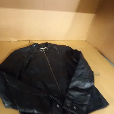 ORIGINAL BLACK LEATHER JACKET BY JACK AND JONES SIZE SMALL