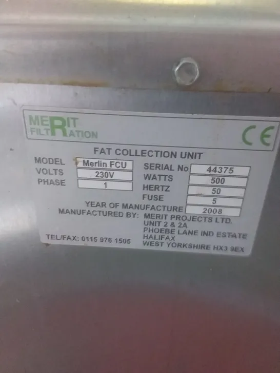 MERIT FILTRATION FAT COLLECTION UNIT 