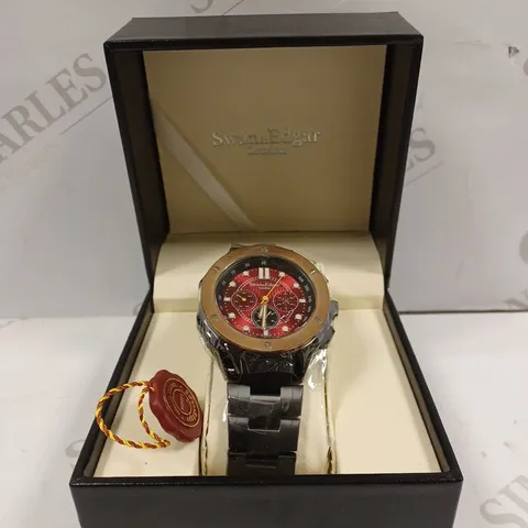 LIMITED EDITION SWAN & EDGAR HAND ASSEMBLED CERTITUDE AUTOMATIC RED WATCH