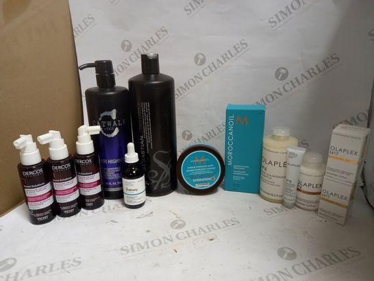 LOT OF 13 DESIGNER HAIR CARE PRODUCTS, TO INCLUDE OLAPLEX, DERCOS, THE ORDINARY, ETC