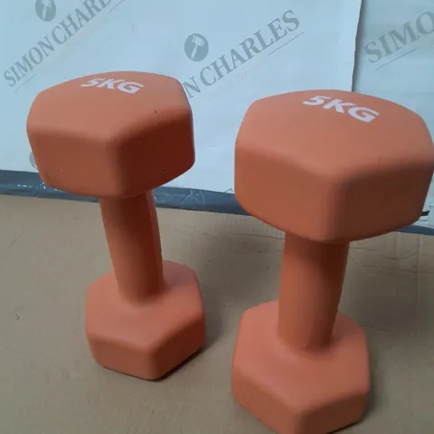 2 X 5KG DUMBBELLS IN ORANGE