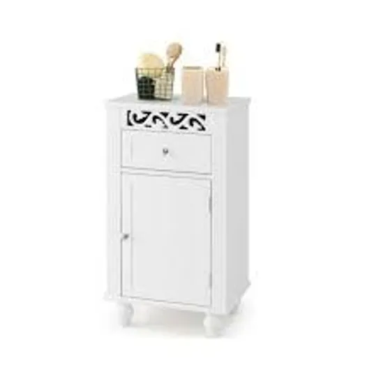 BOXED COSTWAY BATHROOM STORAGE CABINET WITH SOLID WOOD LEGS FOR LIVING ROOM - WHITE