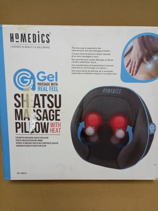 BOXED HOMEDICS GEL SHIATSU MASSAGE PILLOW WITH HEAT