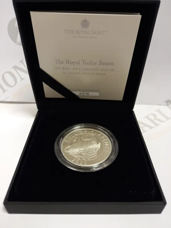 THE ROYAL MINT `THE ROYAL TUDOR BEASTS` THE BULL OF CLARENCE 2023 SILVER PROOF COIN