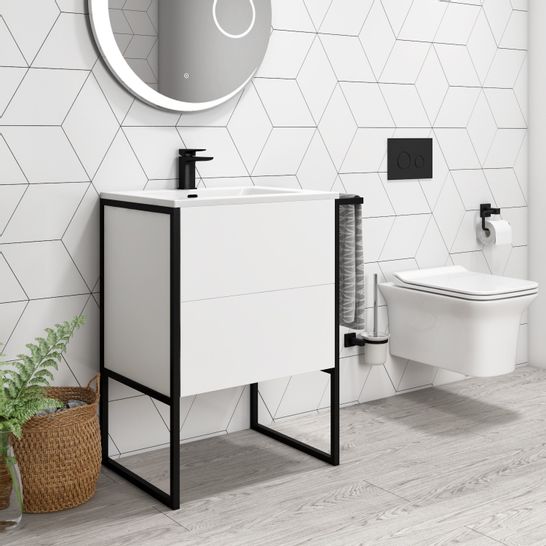 BOXED NERO 600MM MATT WHITE VANITY UNIT 