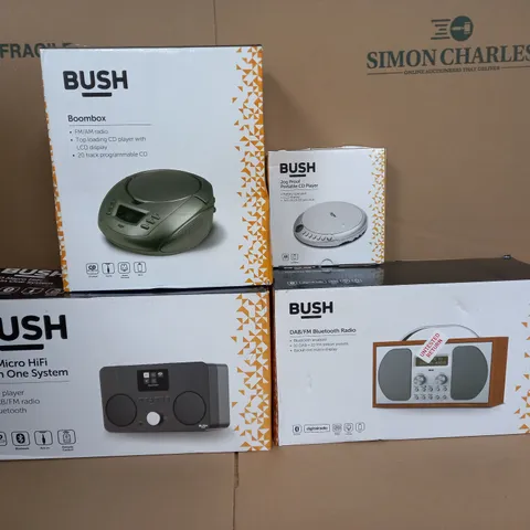 BOX OF APPROX 7 ASSORTED BUSH ITEMS TO INCLUDE - BOOMBOX , DAB/FM BLUETOOTH RADIO , PORTABLE CD PLAYER ETC