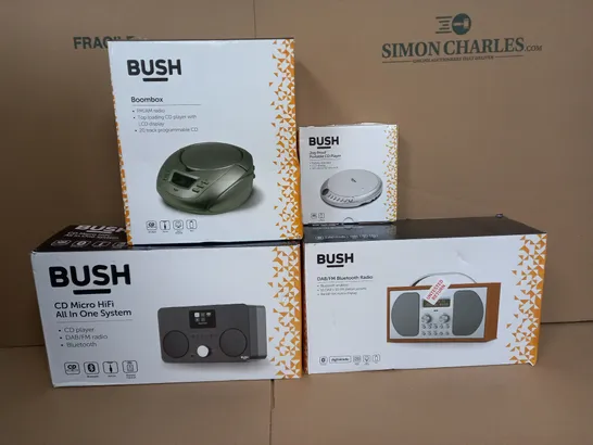 BOX OF APPROX 7 ASSORTED BUSH ITEMS TO INCLUDE - BOOMBOX , DAB/FM BLUETOOTH RADIO , PORTABLE CD PLAYER ETC