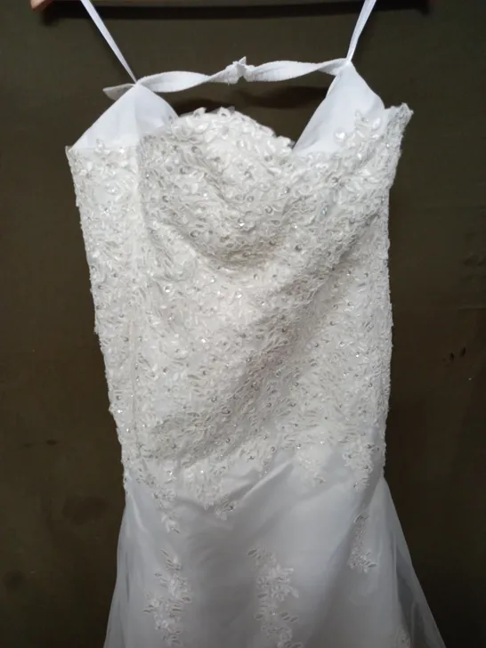 EMBELLISHED BODICE WEDDING DRESS - SIZE UNSPECIFIED