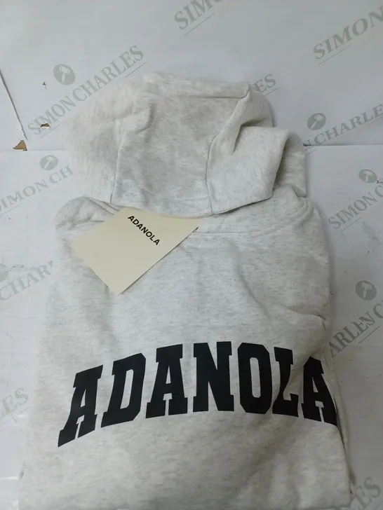 ADANOLA VARSITY OVERSIZED HOODIE IN LIGHT GREY - SMALL