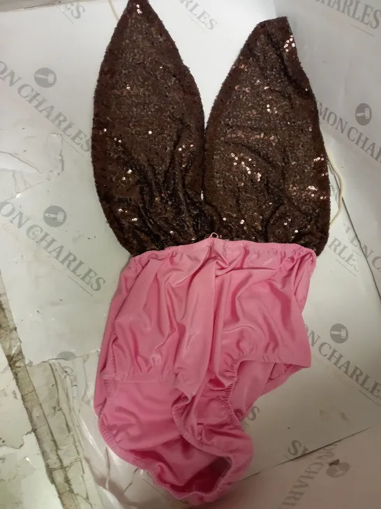 BRAND NEW MIRROR IMAGE PINK AND BROWN SEQUIN BODY SUIT X 10