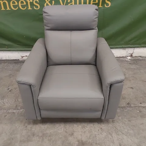 DESIGNER VIOLINO LEATHER UPHOLSTERED ELECTRIC RECLINER CHAIR - GREY