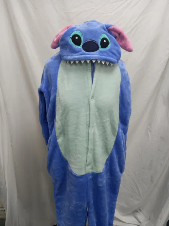 STITCH UNISEX KIDS HOODED ANIMAL ONESIE - SIZE M